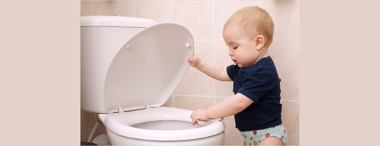toilet and baby